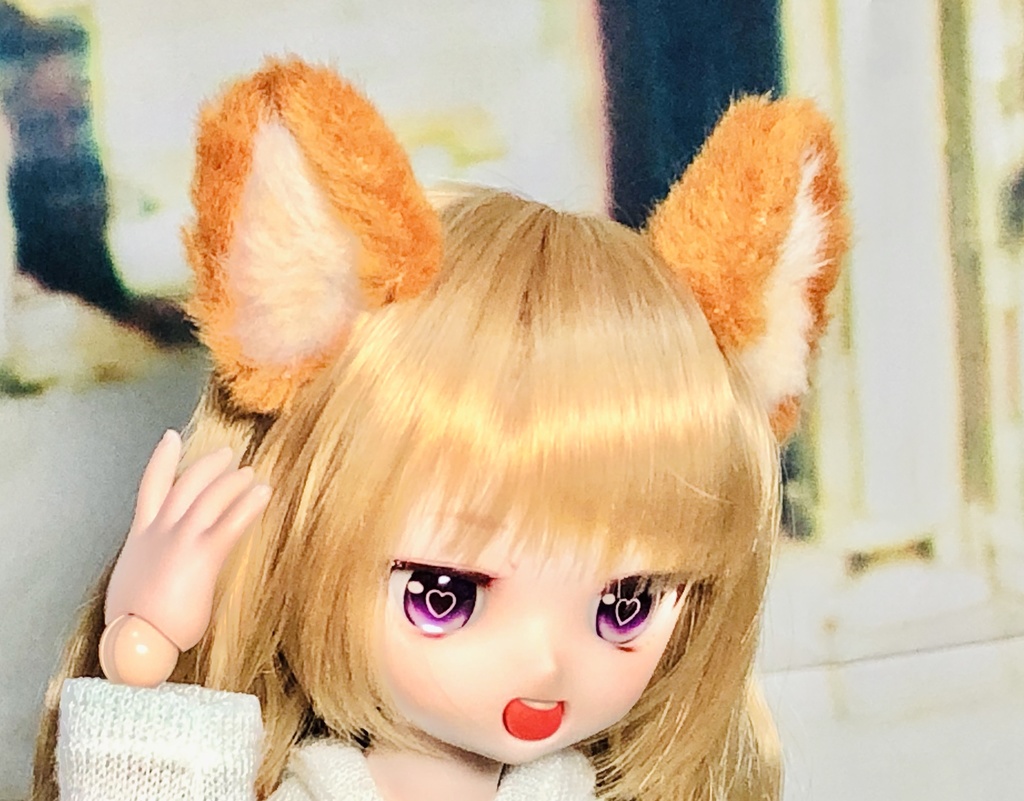 柴犬耳＆しっぽセット/ブラウン×ベージュ/DD*SD*MDD*MSD*40～60cmドール向け