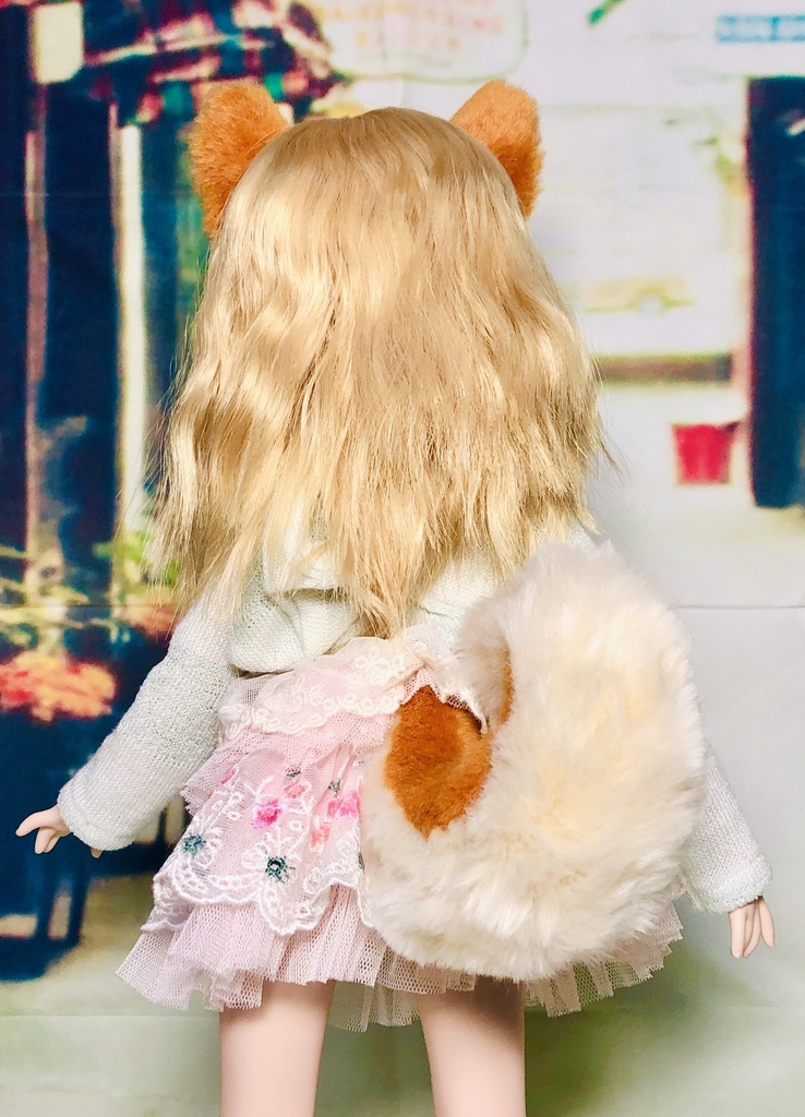 柴犬耳&しっぽセット/ブラウン×ベージュ/DD*SD*MDD*MSD*40~60cmドール向け