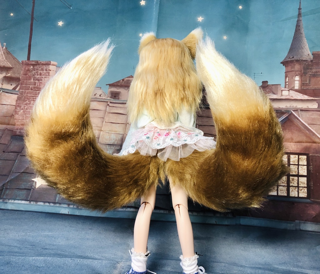 狐耳&狐しっぽ2尾セット/DD*SD*MDD*DDS*MSD*40~60cmドールさん向け