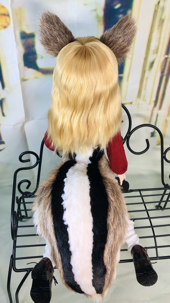 縞リス耳&しっぽセット/茶×黒/DD*SD*MDD*MSD*40~60cmドールさん用/ドルフィードリーム/獣耳アクセサリー