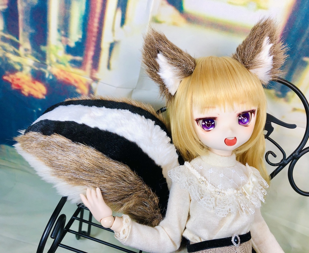 ドール用 ケモ耳と尻尾 モフモフ セット DD MDD - おもちゃ/人形