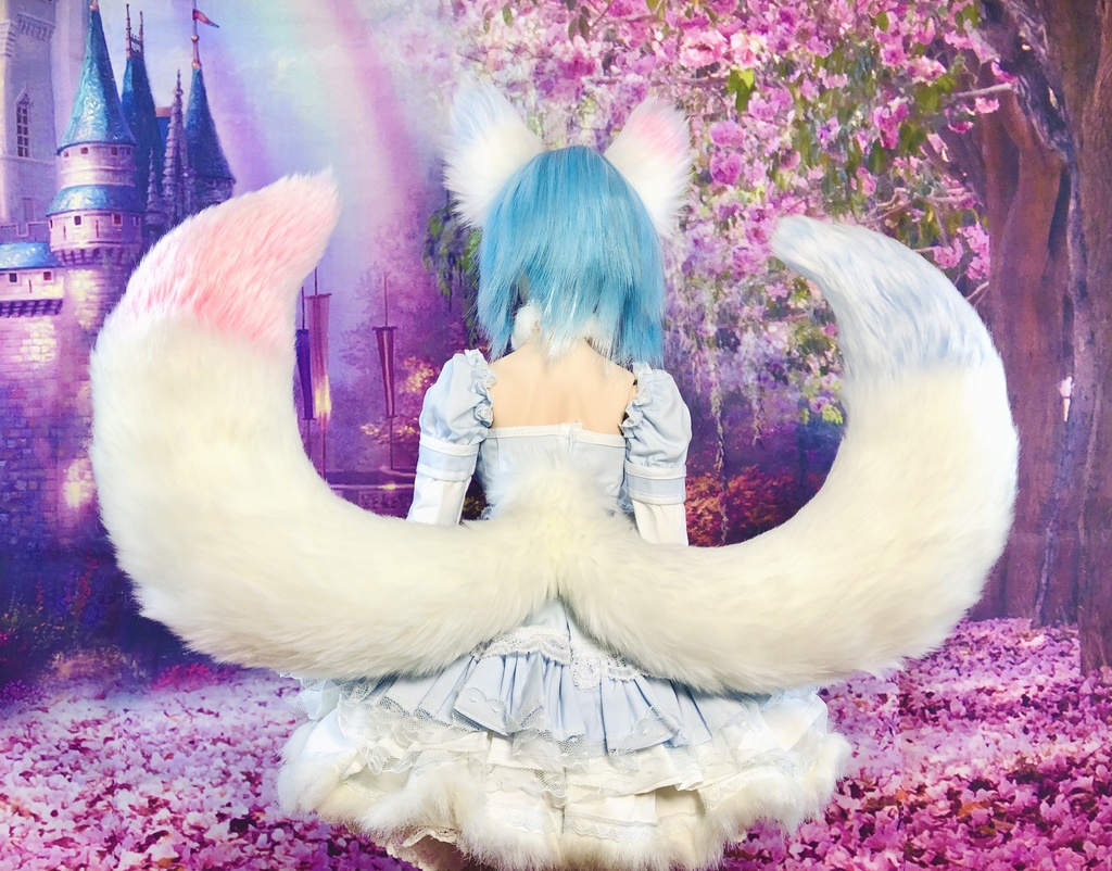 夢カワ狐耳&狐しっぽ2尾セット/DD*SD*MDD*DDS*MSD*40~60cmドール用/ドルフィードリーム/アクセサリー/ピンクブルー