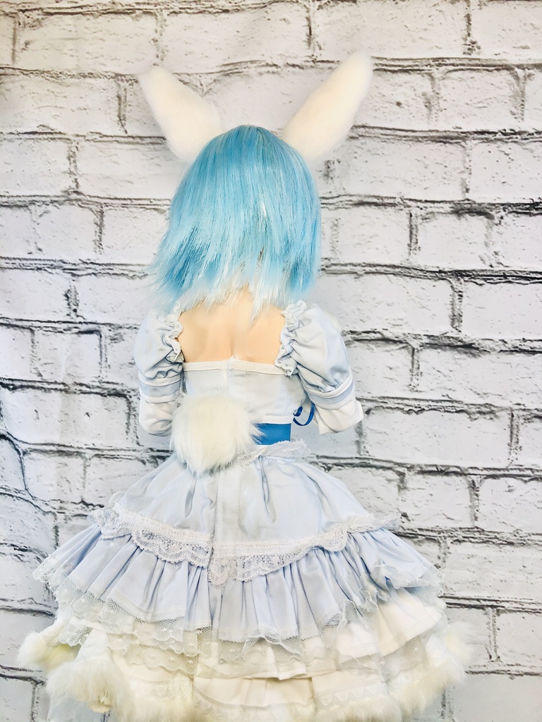 【はちぽち図書館】うさぎ耳&しっぽセット/ホワイト×ピンク/DD*SD*MDD*MSD*40~60cmドール用/ドルフィードリーム/アクセサリー/白色