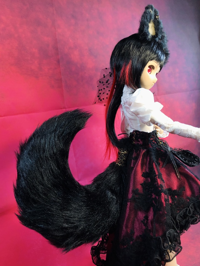 【はちぽち図書館】*聖獣 黒狐*狐耳&しっぽセット/DD*SD*MDD*DDS*MSD*40~60cmドール用/ドルフィードリーム/アクセサリー/ブラック
