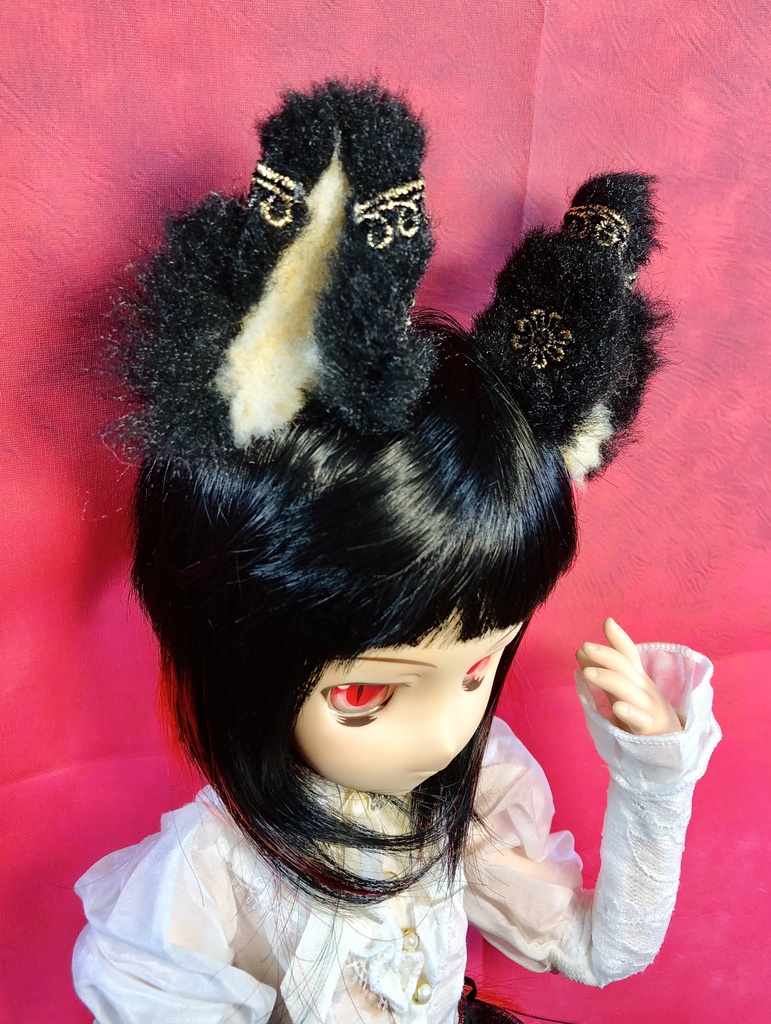 【はちぽち図書館】*聖獣 黒狐*狐耳&しっぽセット/DD*SD*MDD*DDS*MSD*40~60cmドール用/ドルフィードリーム/アクセサリー/ブラック
