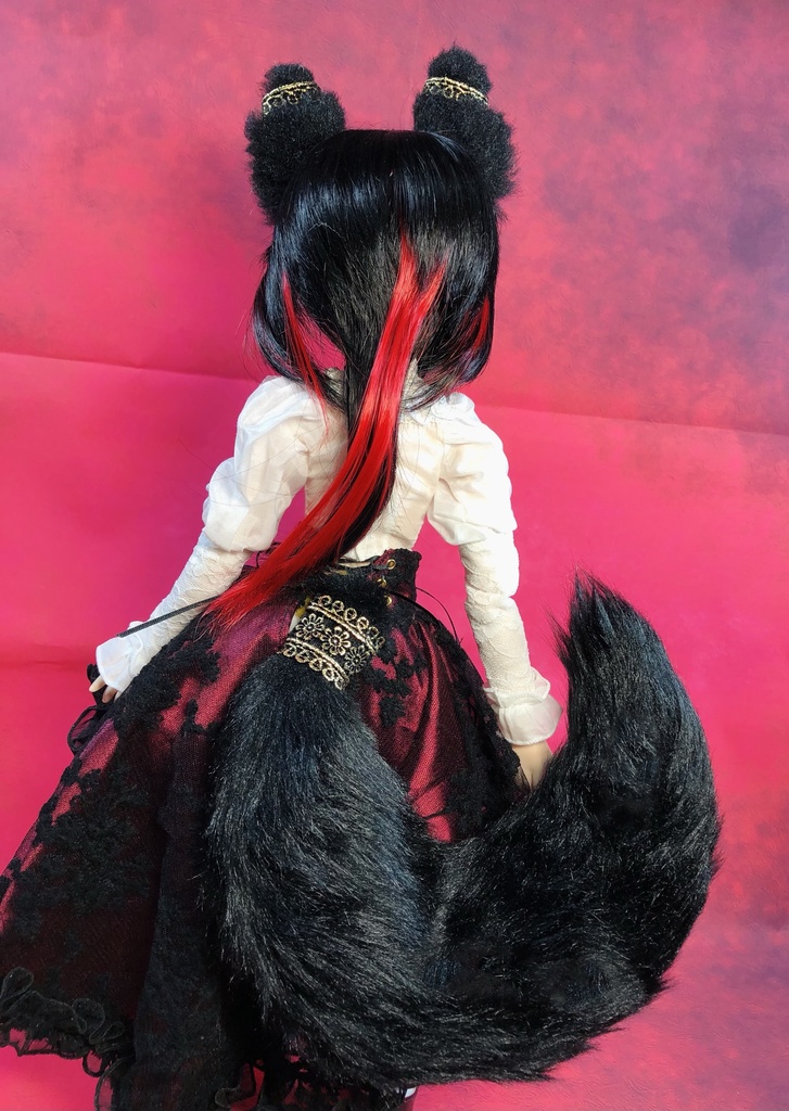 【はちぽち図書館】*聖獣 黒狐*狐耳&しっぽセット/DD*SD*MDD*DDS*MSD*40~60cmドール用/ドルフィードリーム/アクセサリー/ブラック