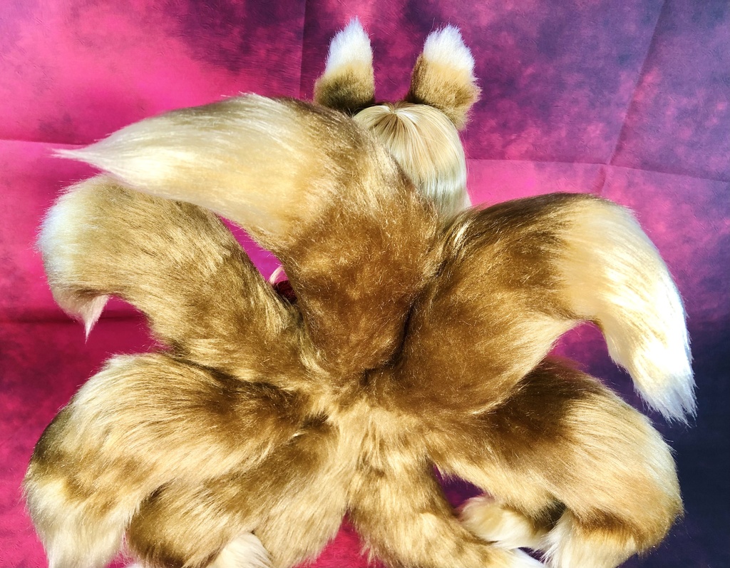 狐耳&金毛九尾しっぽセット/DD*SD*MDD*DDS*MSD*40~60cmドール用/ドルフィードリーム/アクセサリー/ブラウン