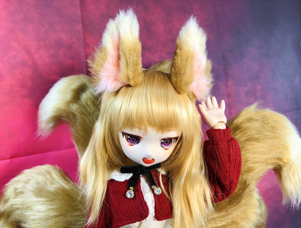 狐耳&金毛九尾しっぽセット/DD*SD*MDD*DDS*MSD*40~60cmドール用/ドルフィードリーム/アクセサリー/ブラウン
