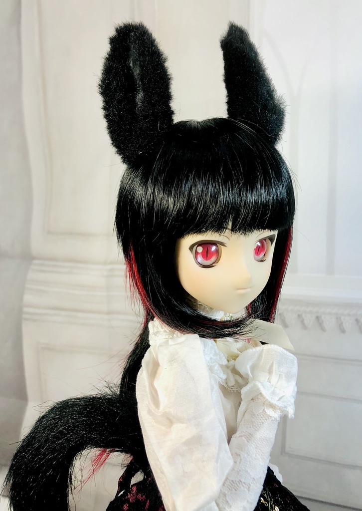 【はちぽち図書館】*馬耳&しっぽセット/DD*SD*MDD*DDS*MSD*40~60cmドール用/ドルフィードリーム/アクセサリー/ブラック/ユニコーン