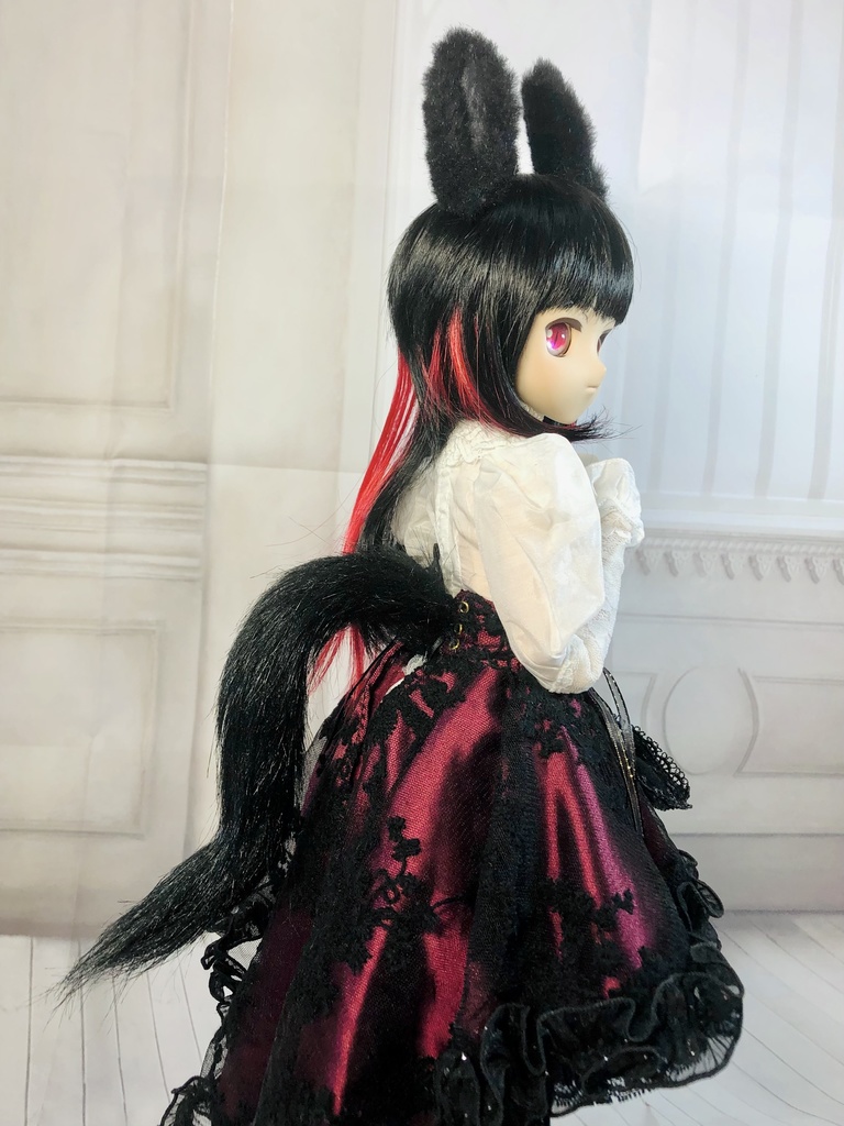 【はちぽち図書館】*馬耳&しっぽセット/DD*SD*MDD*DDS*MSD*40～60cmドール用/ドルフィードリーム/アクセサリー/ブラック/ユニコーン