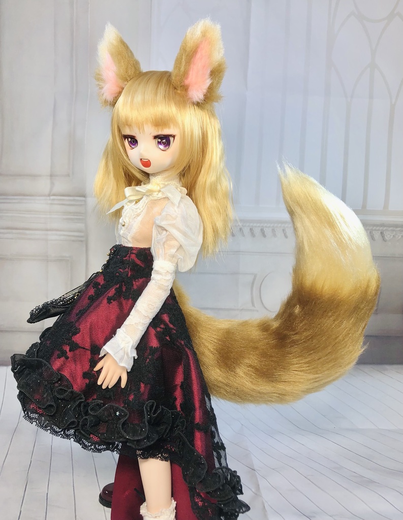 狐耳&狐しっぽセット/DD*SD*MDD*DDS*MSD*40~60cmドールさん向け/ドルフィードリーム/アクセサリー/茶系