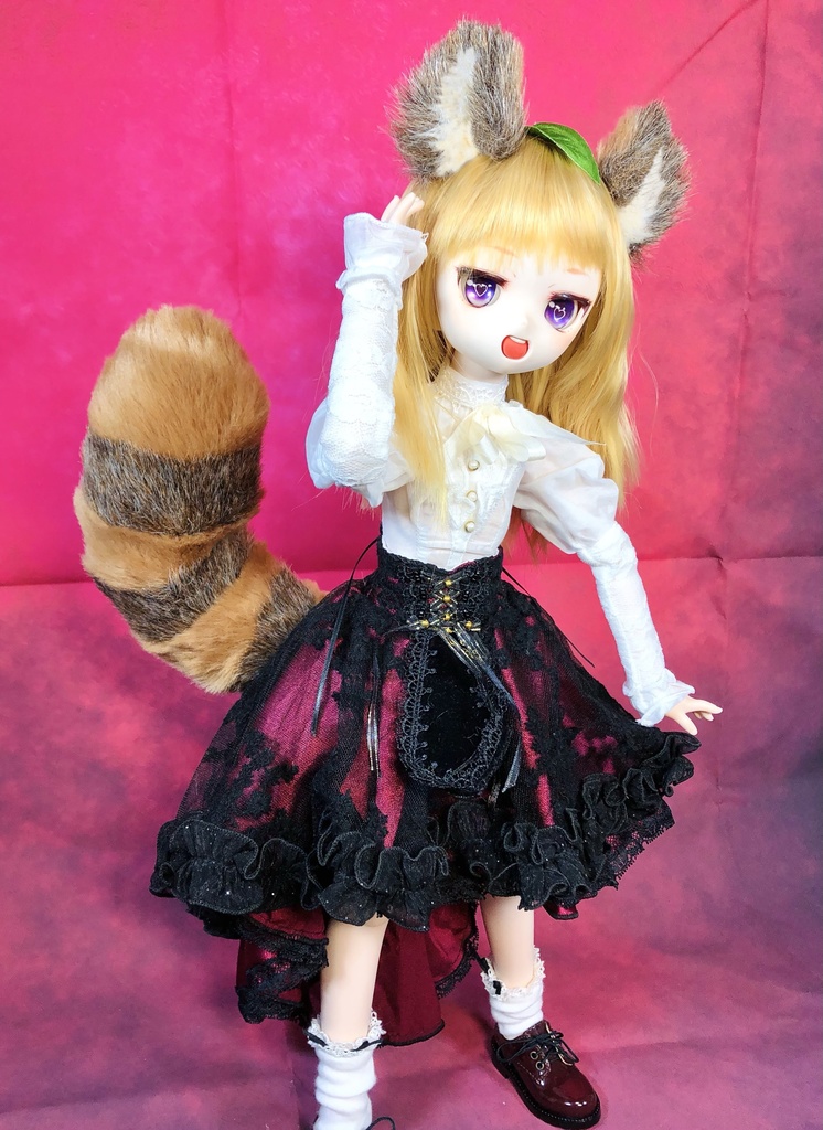【はちぽち図書館】狸耳&しっぽセット/DD*SD*MDD*DDS*MSD*40~60cmドール用/ドルフィードリーム/ブラウン/アクセサリー