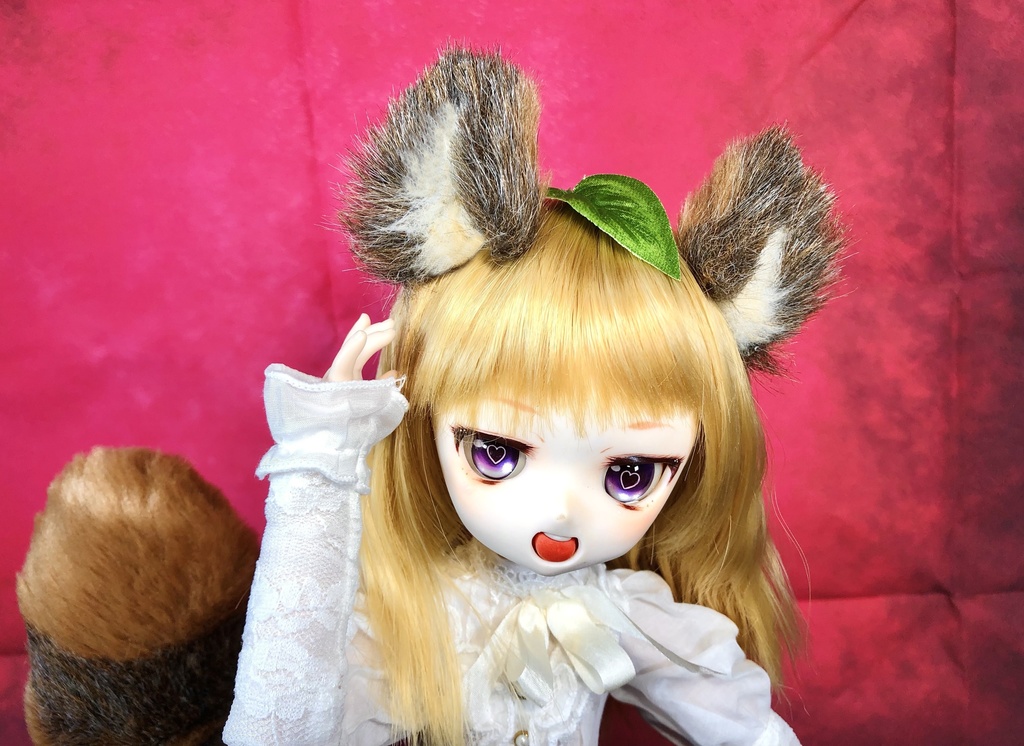 【はちぽち図書館】狸耳&しっぽセット/DD*SD*MDD*DDS*MSD*40~60cmドール用/ドルフィードリーム/ブラウン/アクセサリー