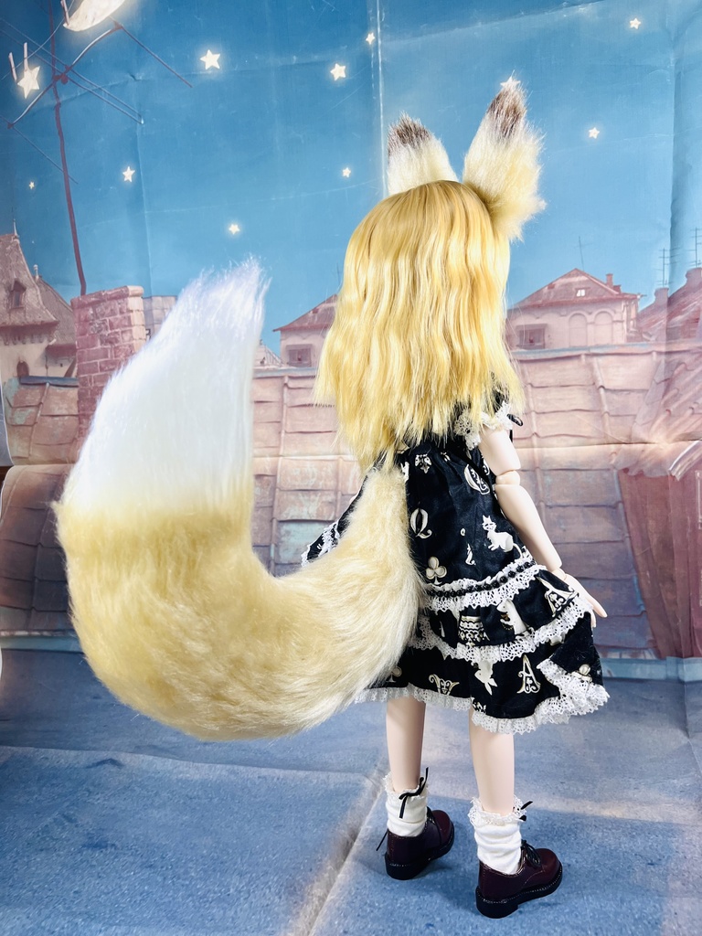 狐耳&狐しっぽセット/DD*SD*MDD*DDP*DDS*MSD*40~60cmドールさん向け/ドルフィードリーム/アクセサリー/茶系