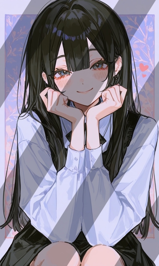 黒髪ロングの女の子（白髪1枚入）