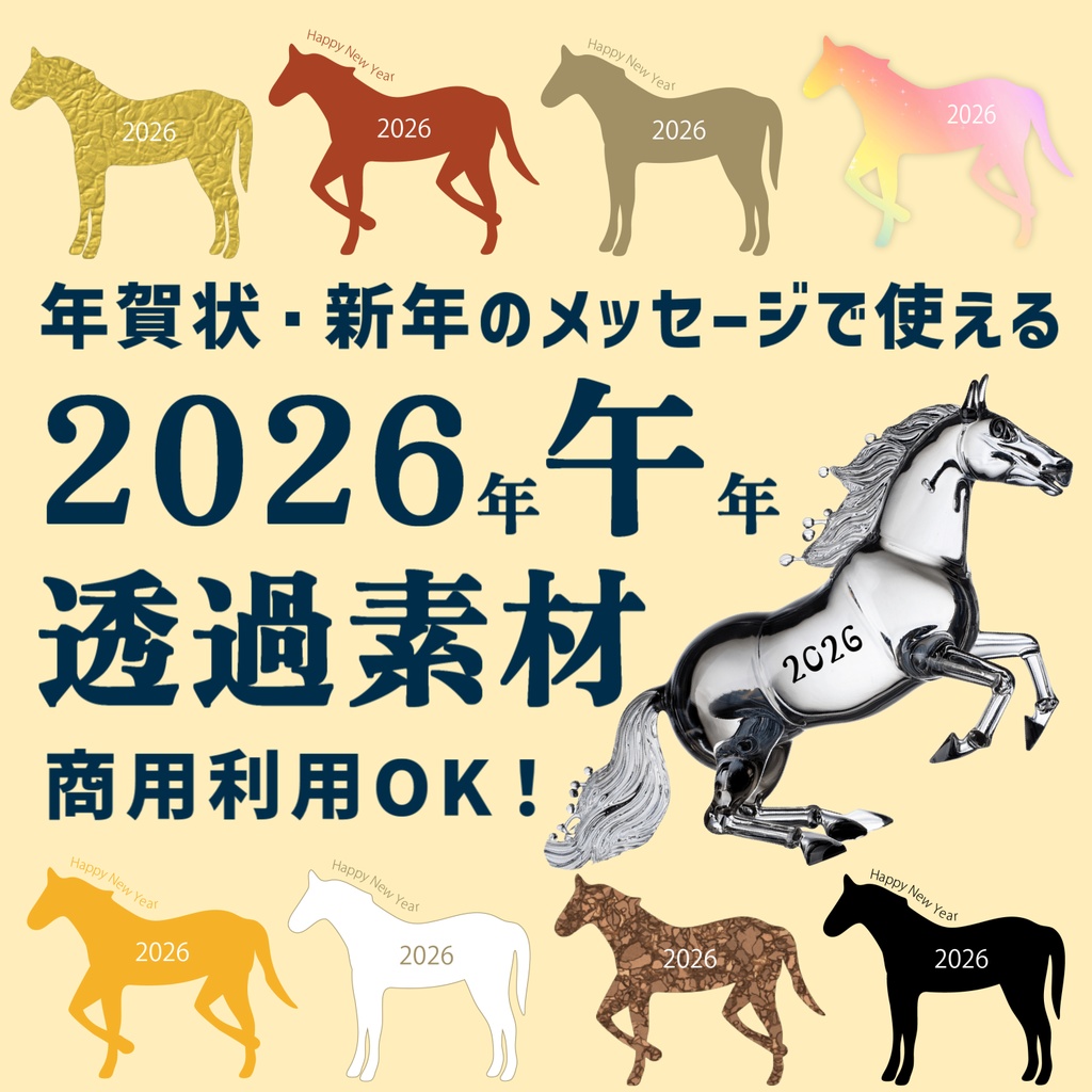 【無料DL】お正月に使える素材 2026年 午年版