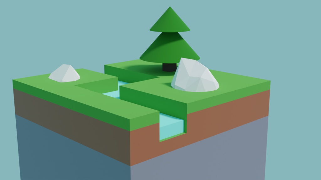 【Blenderファイル＋画像】小さい島ー3DCG モデル