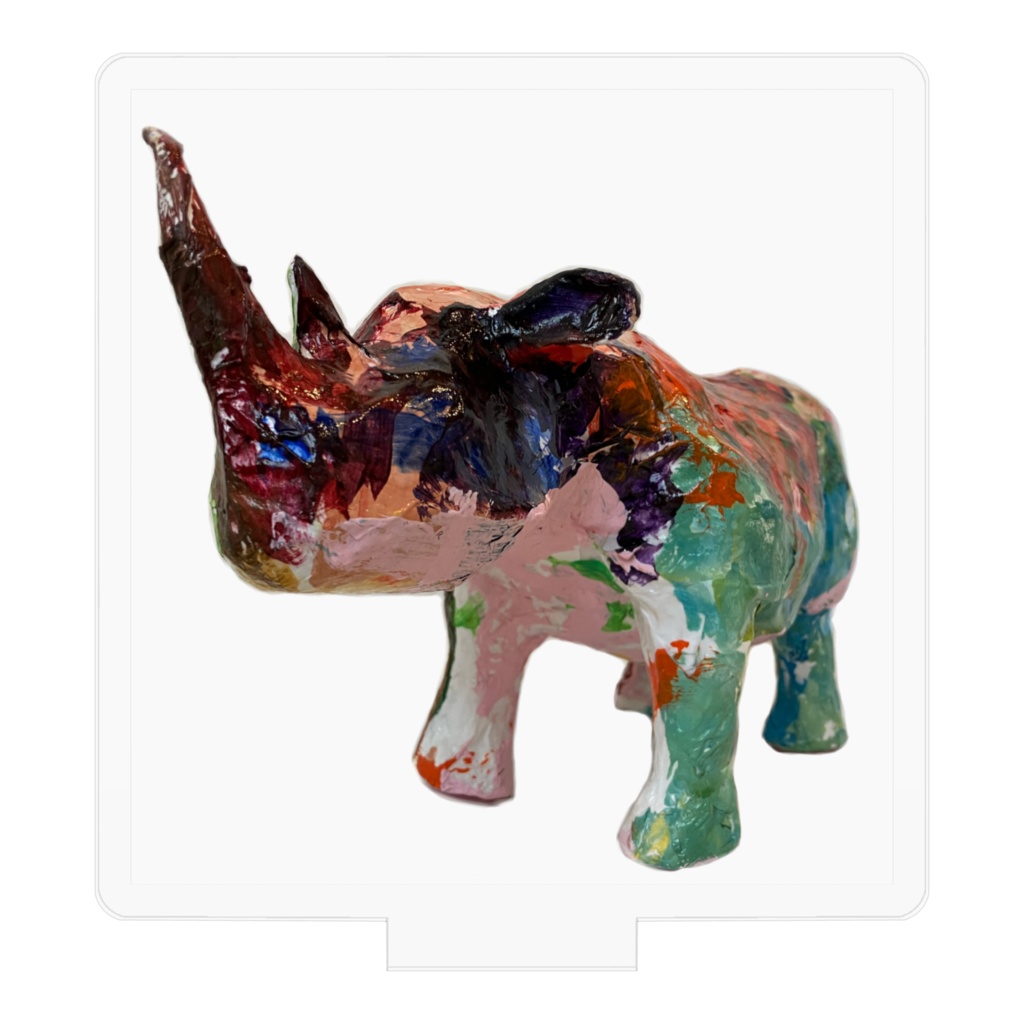 はりこで作ったサイのアクスタ