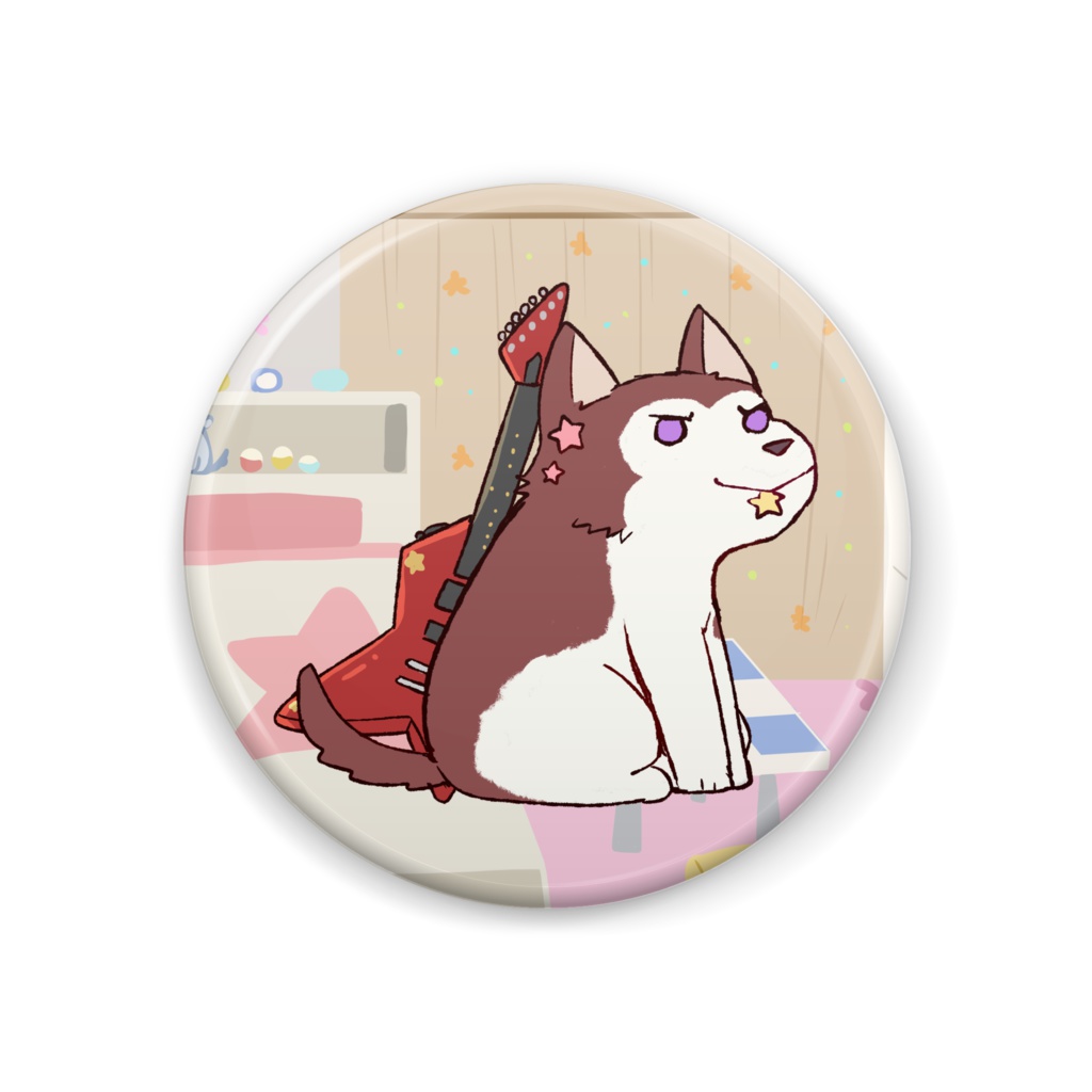 ちるふ缶バッジ（星耳狼）