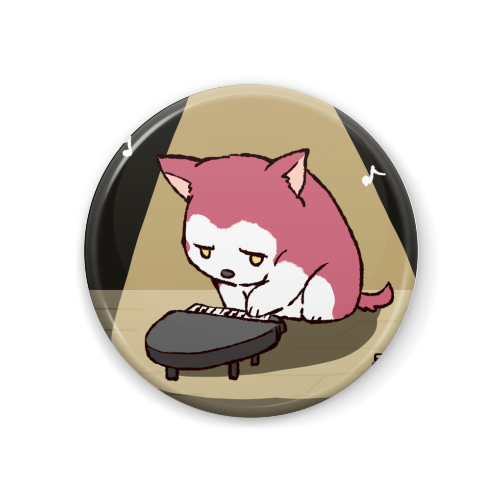ちるふ缶バッジ（ピアノが得意なオオカミ）