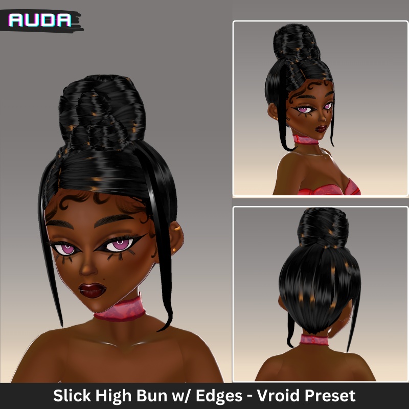 【VRoid】Slick High Bun with Edges Hair Preset 