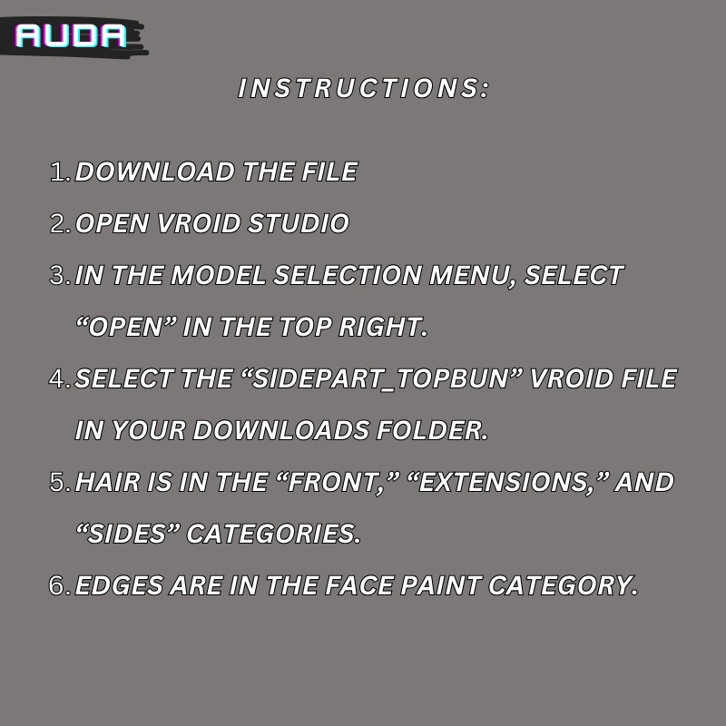 【VRoid】Slick High Bun with Edges Hair Preset