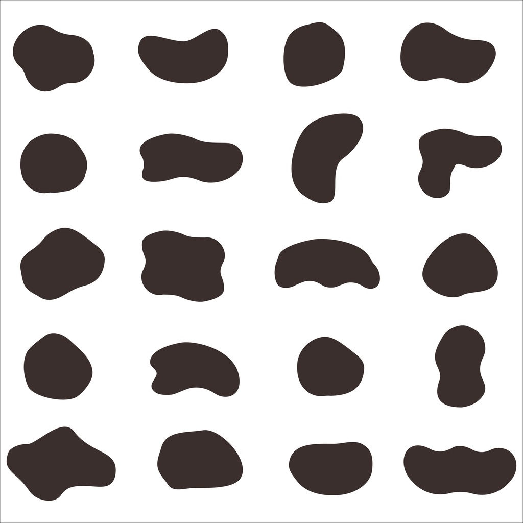 ふにゃふにゃな形の素材セット（モノクロ）