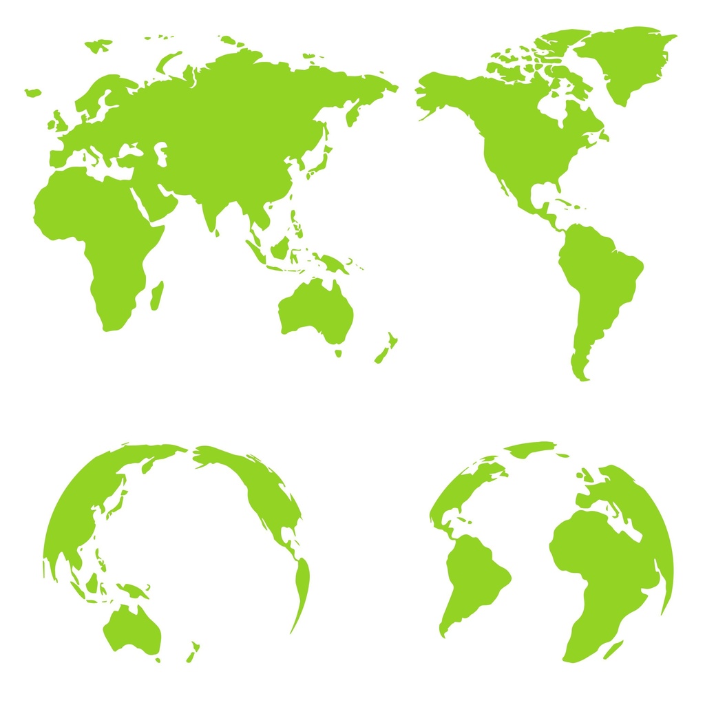 世界地図のシルエットセット(2パターン)