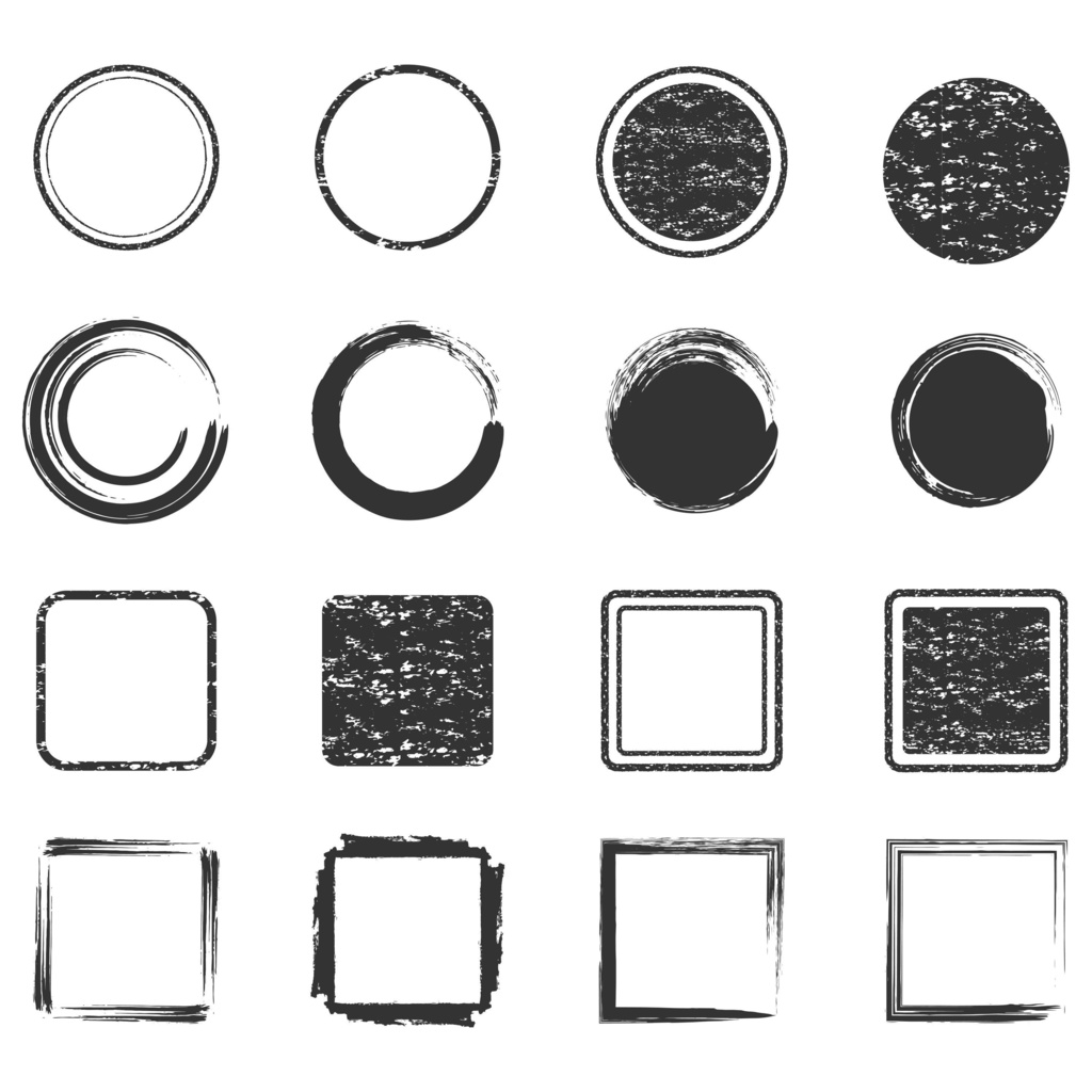 丸と四角の装飾フレームセット（黒）