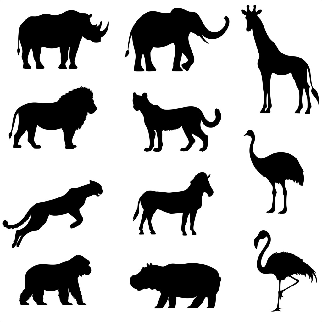 様々な動物のシルエットセット