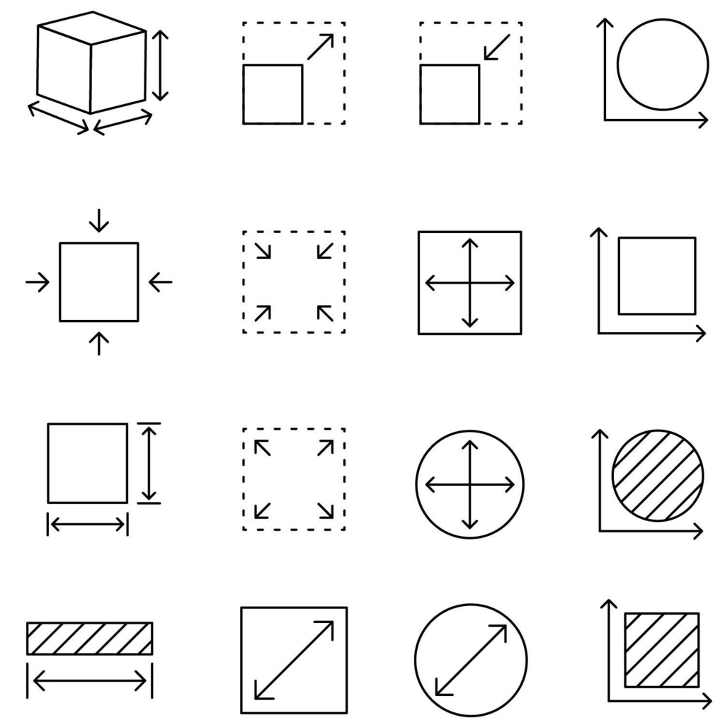 計測に関する線画アイコンセット