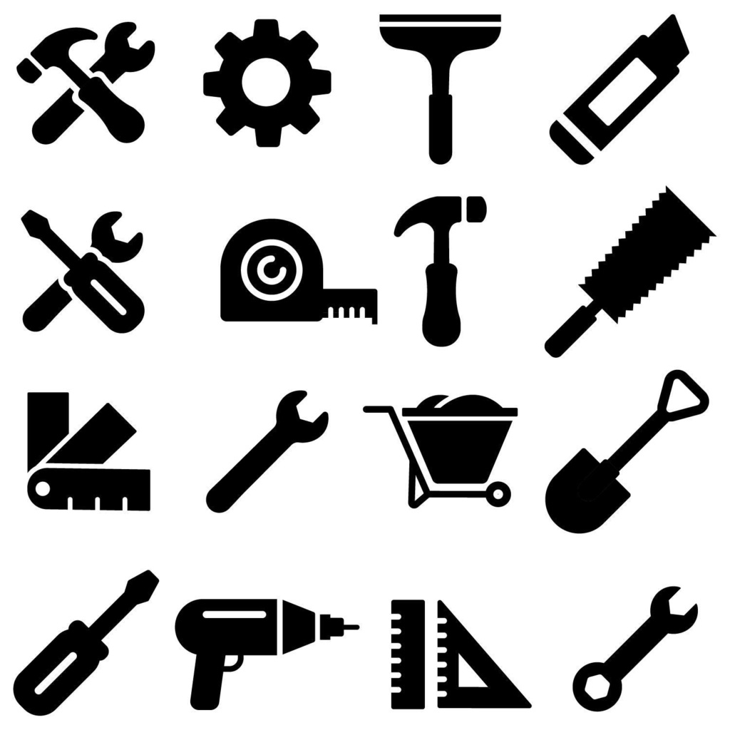 工具に関するシルエットアイコンセット