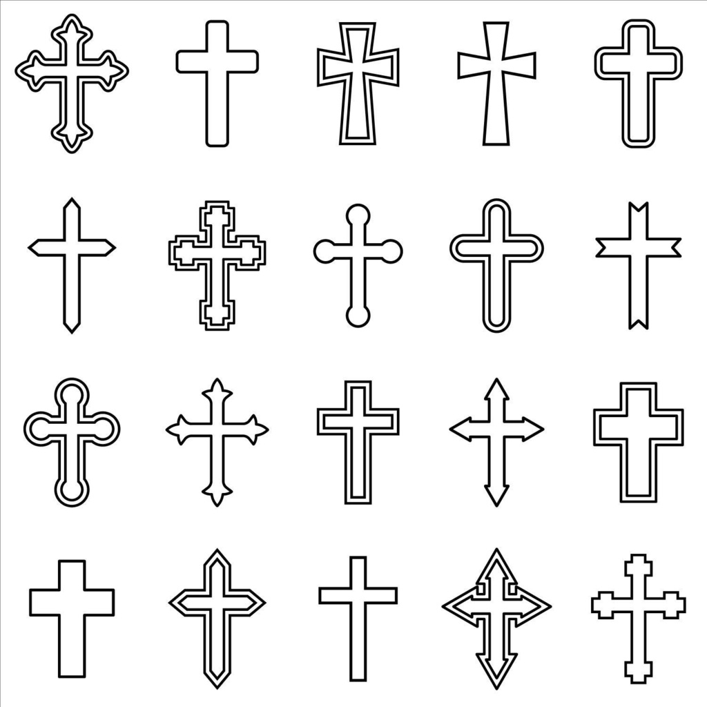 十字架の線画アイコンセット