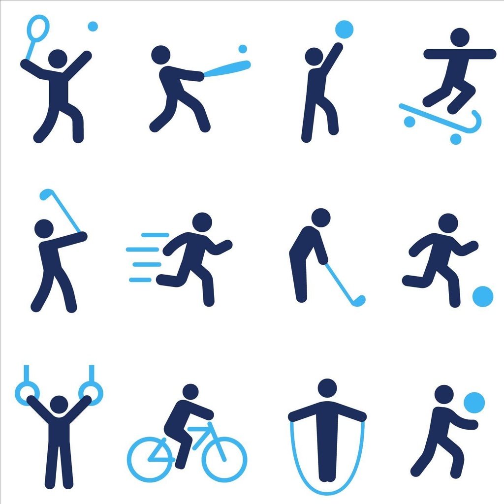スポーツのカラーのシルエットアイコンセット