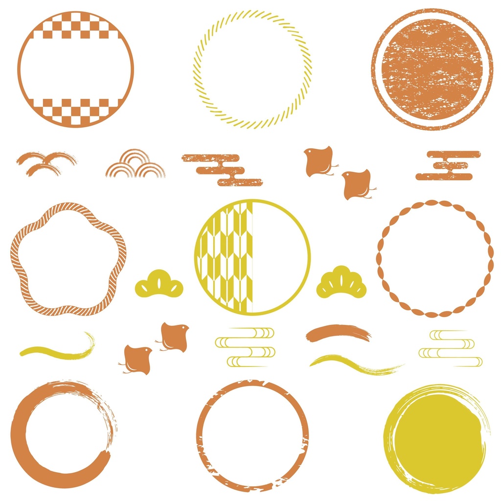 和風のフレームと素材のセット