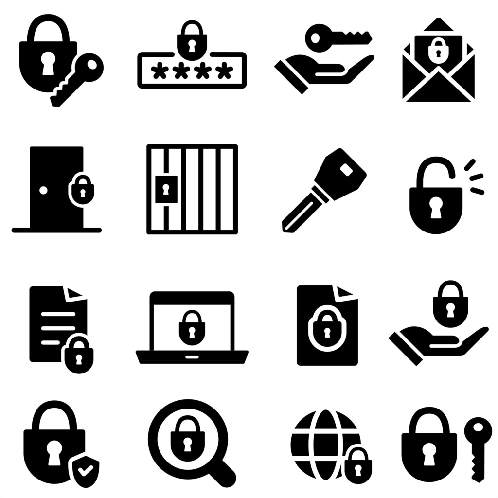 鍵のシルエットアイコンセット