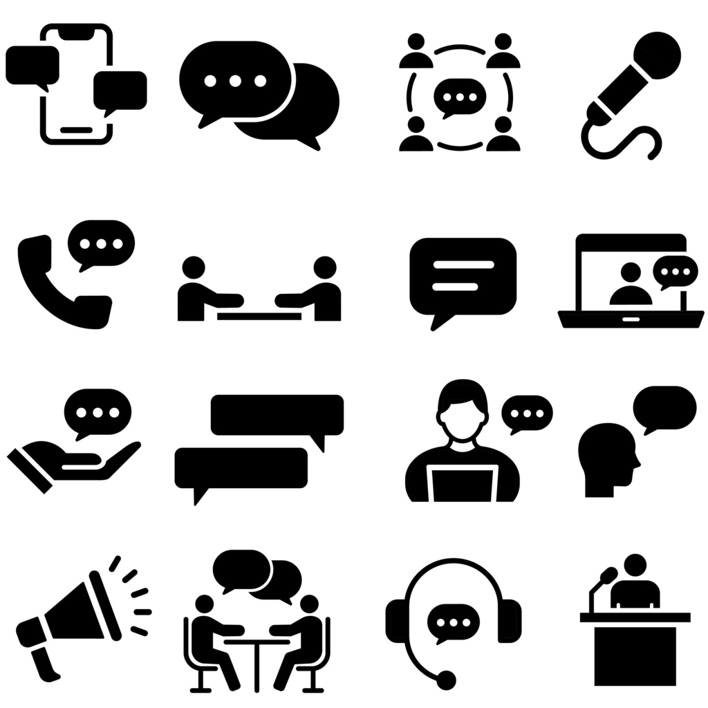 会話のシルエットアイコンセット