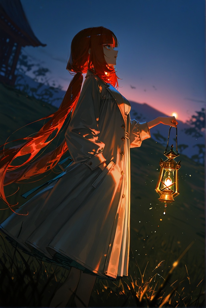 🌙 黄昏の山野の提灯少女！