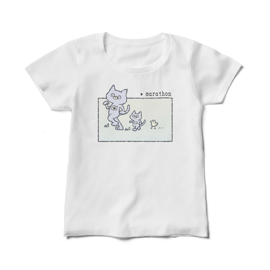 シマダとマラソンTシャツ_レディースTシャツ