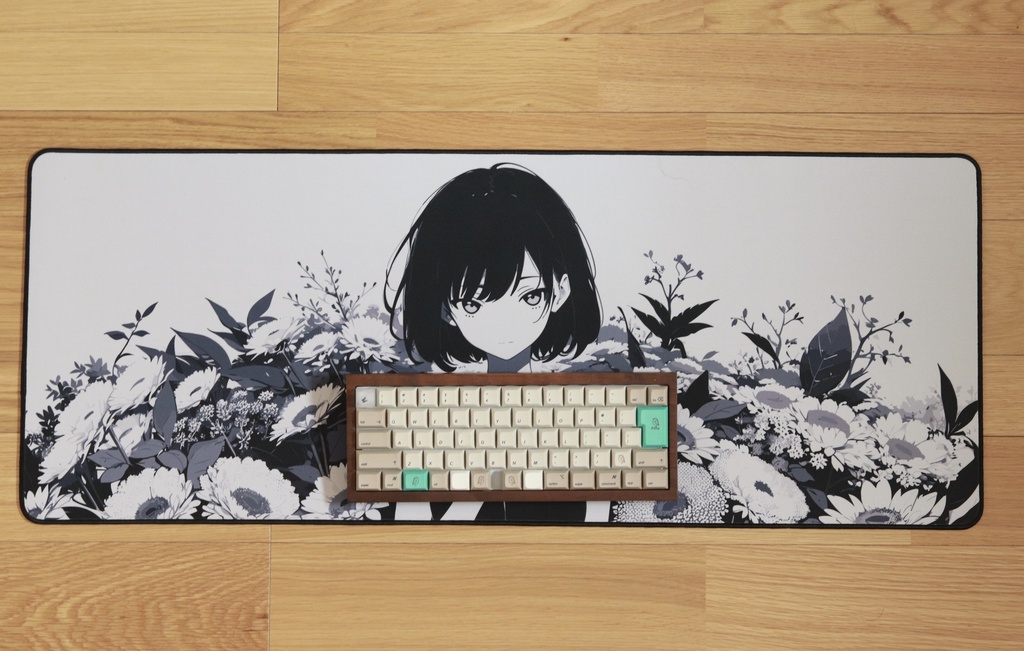 アンニュイガール デスクマット(AIイラスト) / Line-art flower