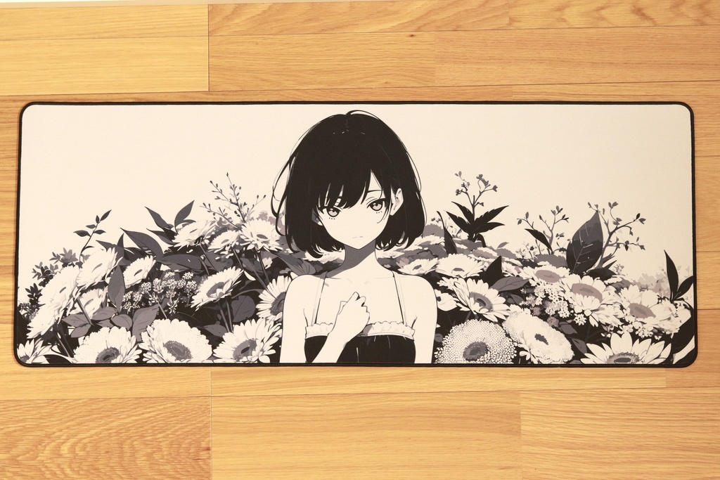 アンニュイガール デスクマット(AIイラスト) / Line-art flower