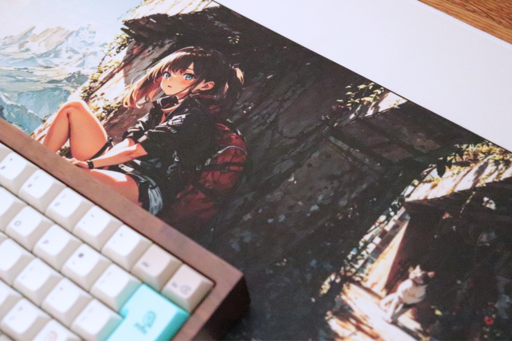 Life is beautifulシリーズ「with Animal」デスクマット(AIイラスト)  / Girl with Animal