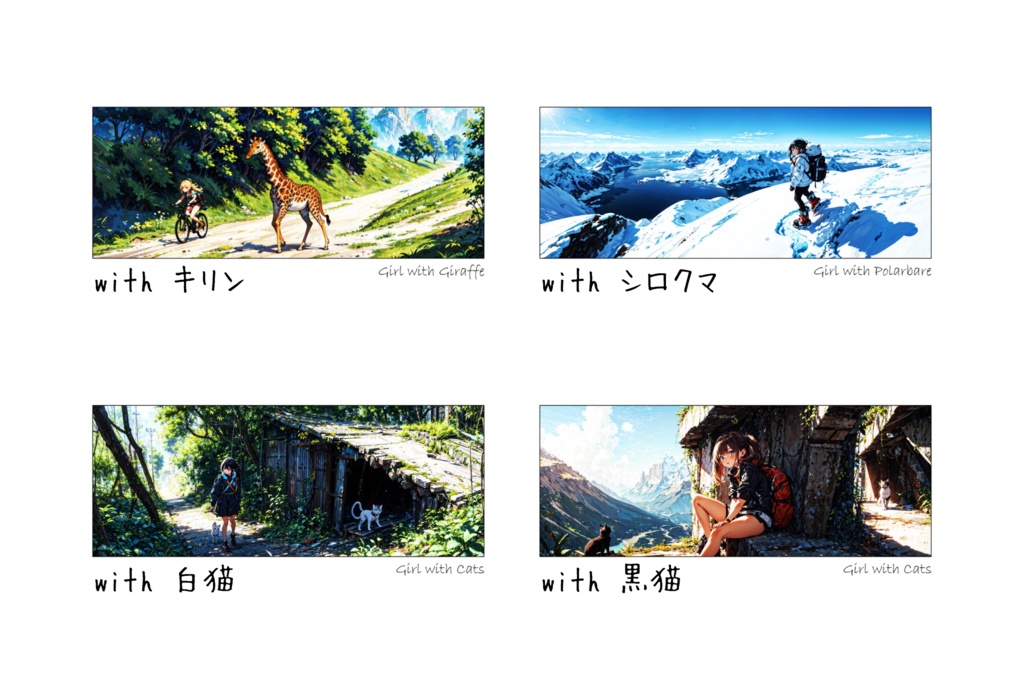 Life is beautifulシリーズ「with Animal」デスクマット(AIイラスト) / Girl with Animal