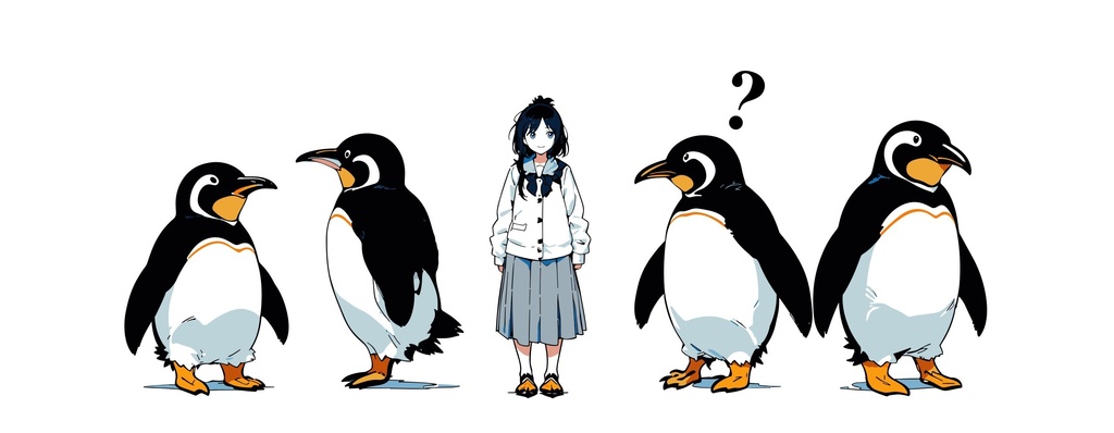 ペンギンガール デスクマット（AIイラスト） / Penguin Girl