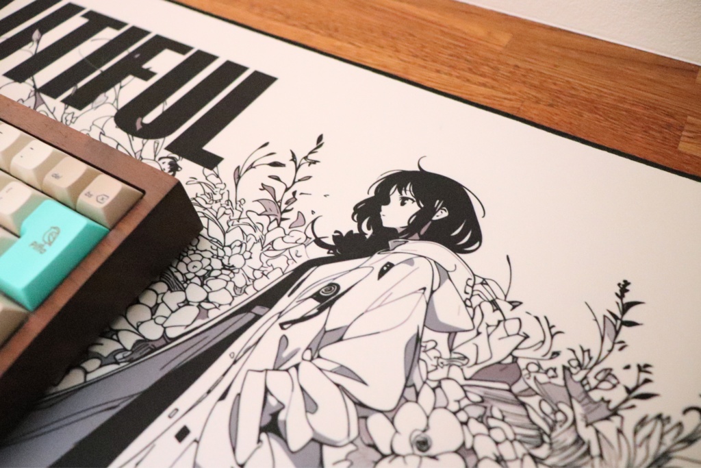 Life is beautifulシリーズ「with Flower」デスクマット(AIイラスト) / Girl with Flower