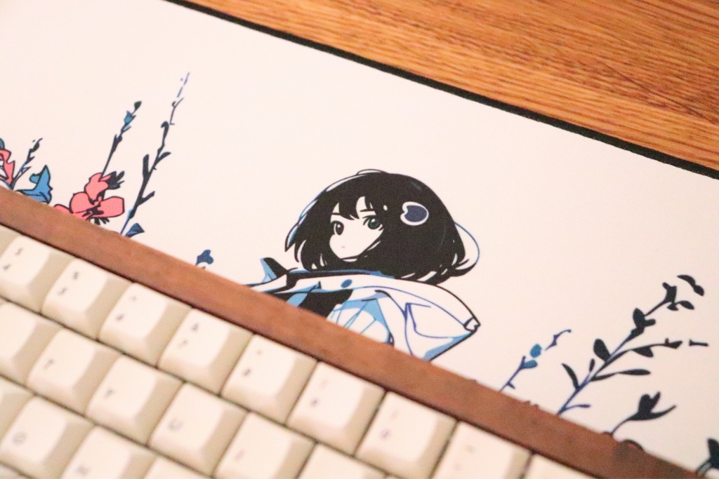 Life is beautifulシリーズ「with Flower」デスクマット(AIイラスト) / Girl with Flower