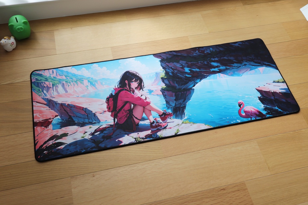 フラミンゴガール デスクマット(AIイラスト) / Flamingo Girl