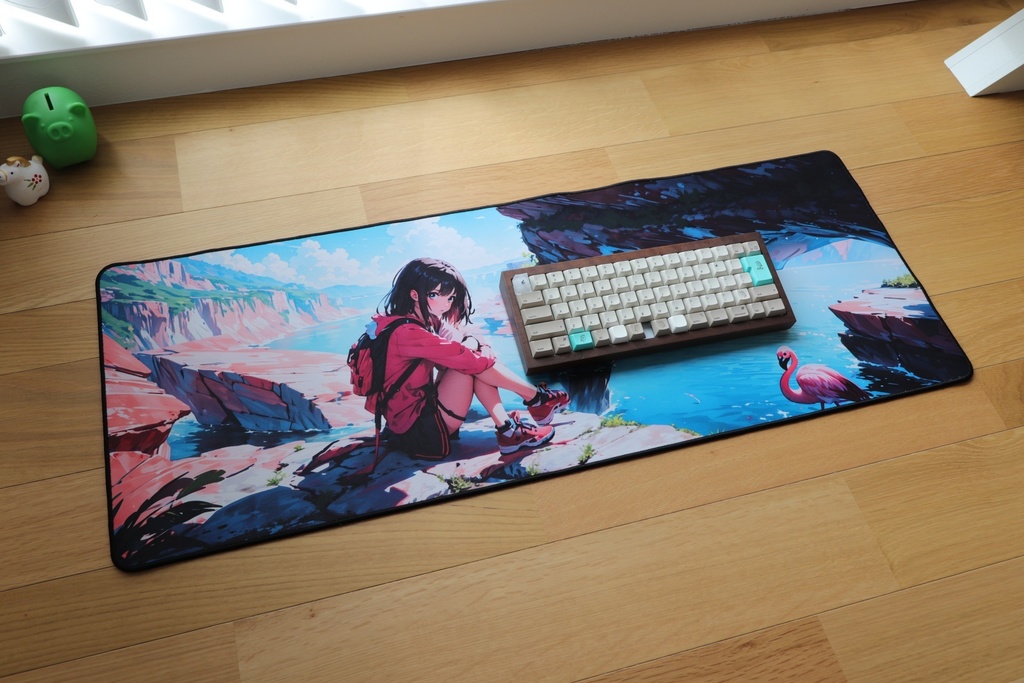 フラミンゴガール デスクマット(AIイラスト) / Flamingo Girl