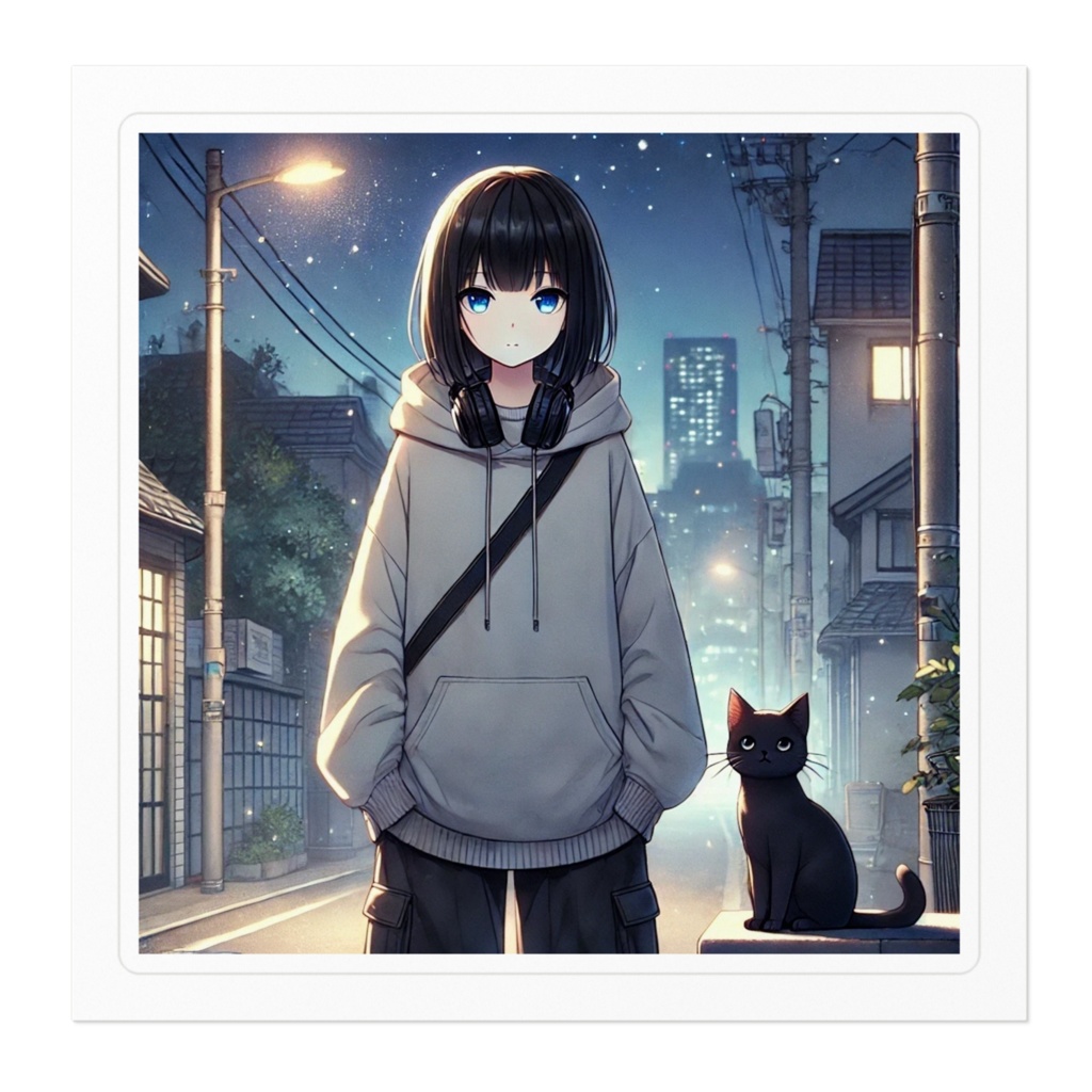 Mellow-黒猫-ステッカー