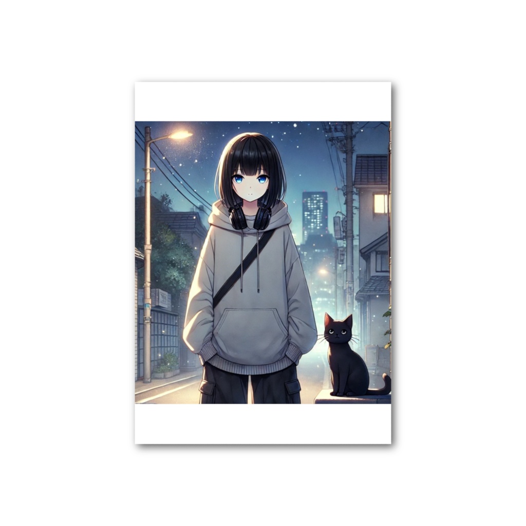 Mellow-黒猫-フォト風カード